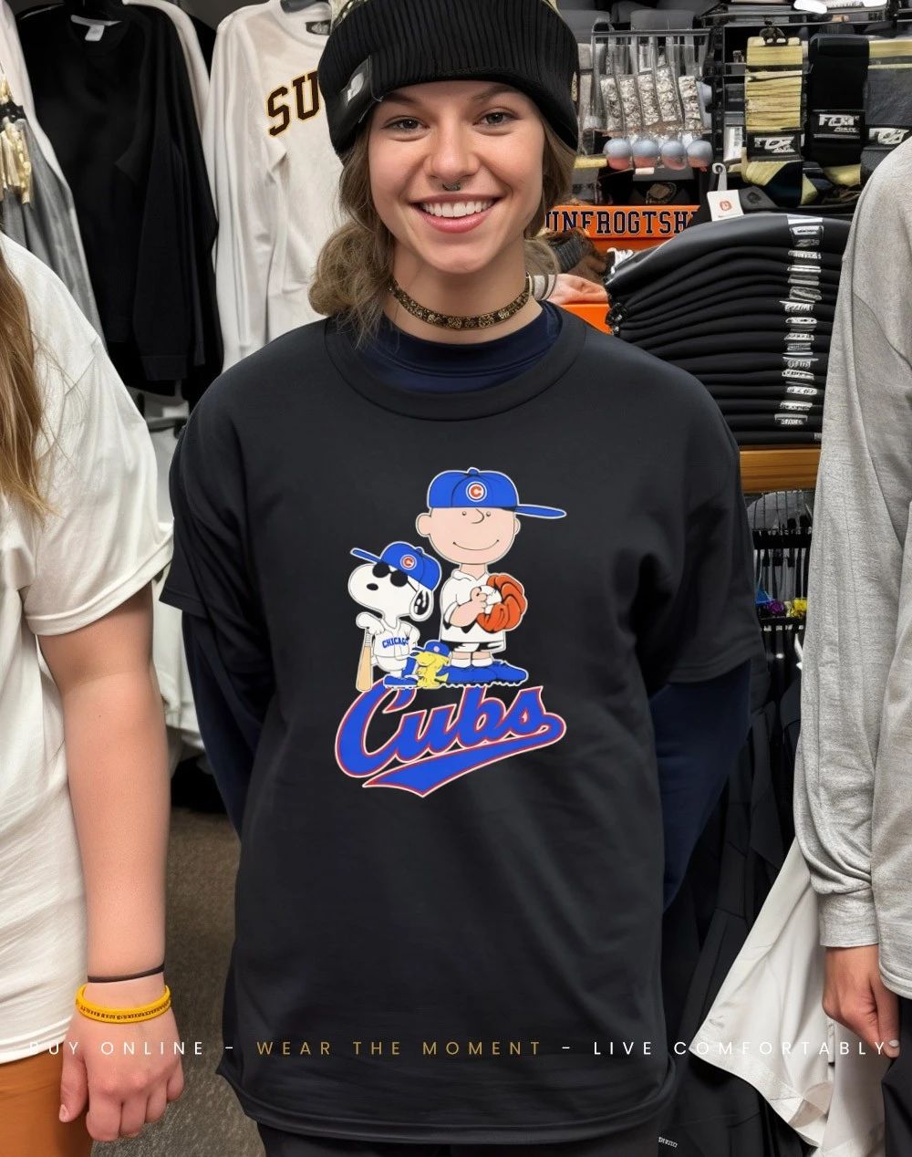 Peanuts characters x Chicago Cubs Baseball MLB 2026 cartoon shirt