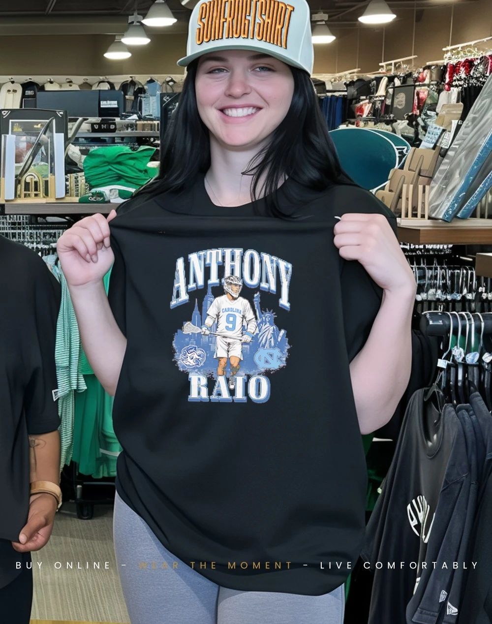 Anthony Raio North Carolina Lacrosse illustrated city skyline shirt