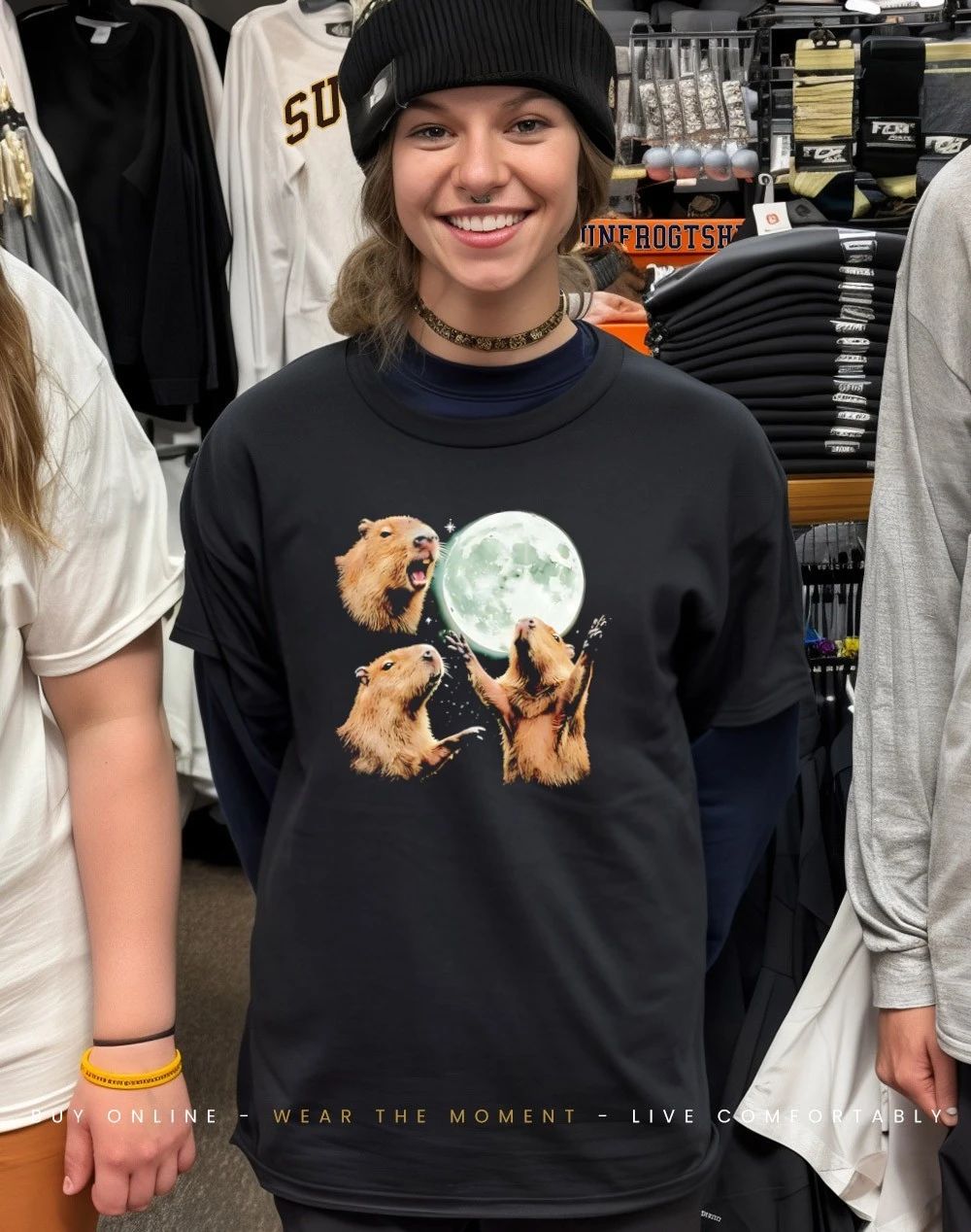 Capybara in galaxy vintage graphic shirt