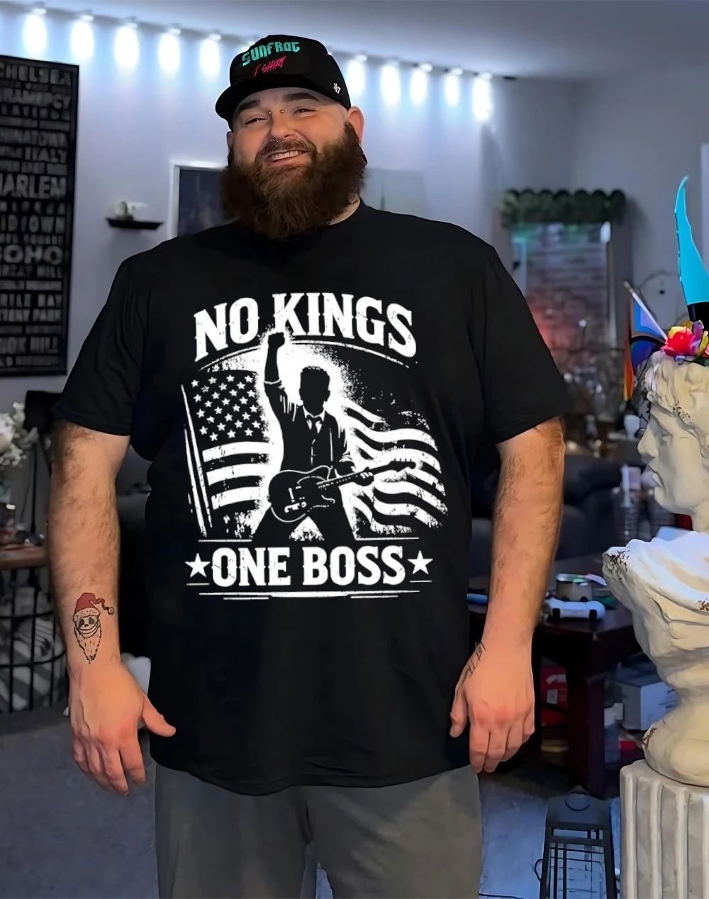No kings one boss American flag shirt