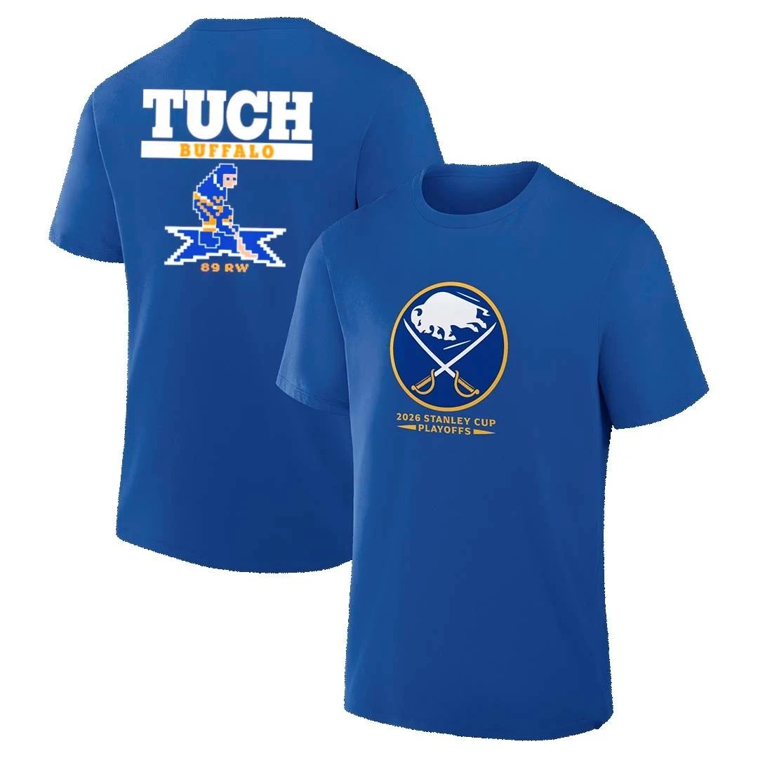 Alex Tuch retro game Buffalo Sabres front and back shirt
