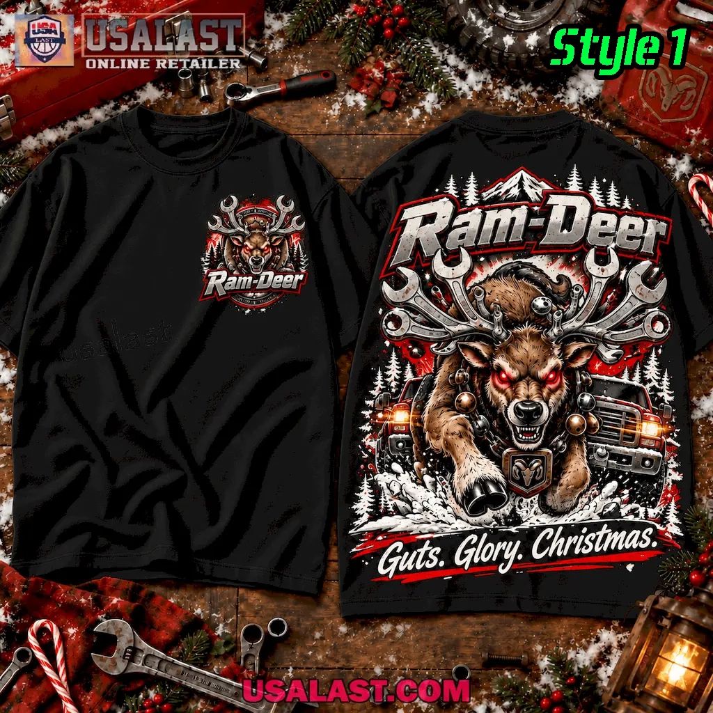 Dodge RAM Monster Reindeer Christmas 3D T-Shirt