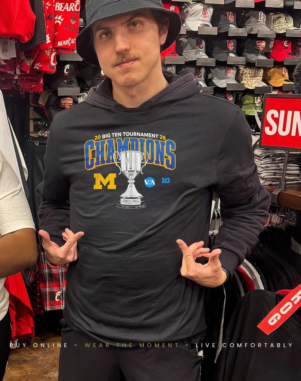 Michigan Wolverines 2026 Big Ten Hockey Champs trophy shirt
