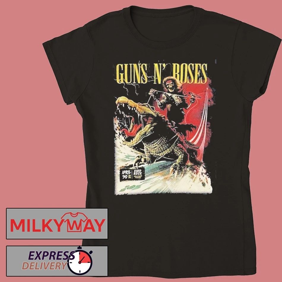 Guns N Roses Hollywood Florida 2026 Night 1 Venue Merch Tee At Hard Rock On April 30 2026 Skeleton Riding Crocodile shirt