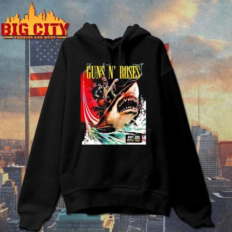 Premium Guns N Roses Hollywood Florida 2026 Night 2 Venue Poster At Hard Rock On May 5 2026 Skeleton Riding Shark Art Shirt