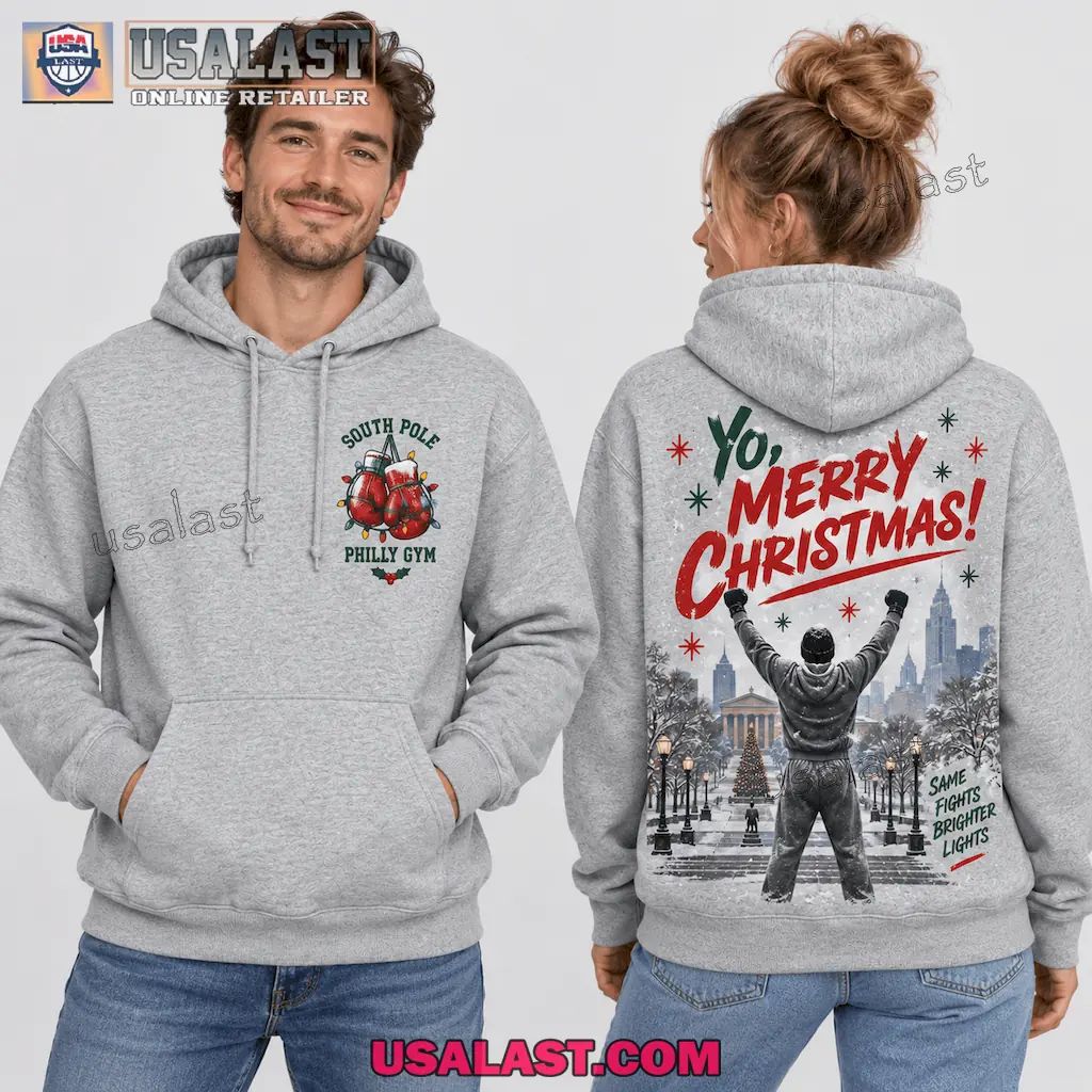 Rocky Philadelphia Christmas Hoodie for Boxing Fans Who Fight for Brighter Lights