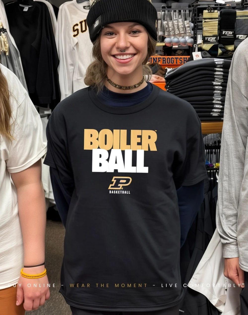 Purdue Basketball Boiler Ball Text Stack shirt