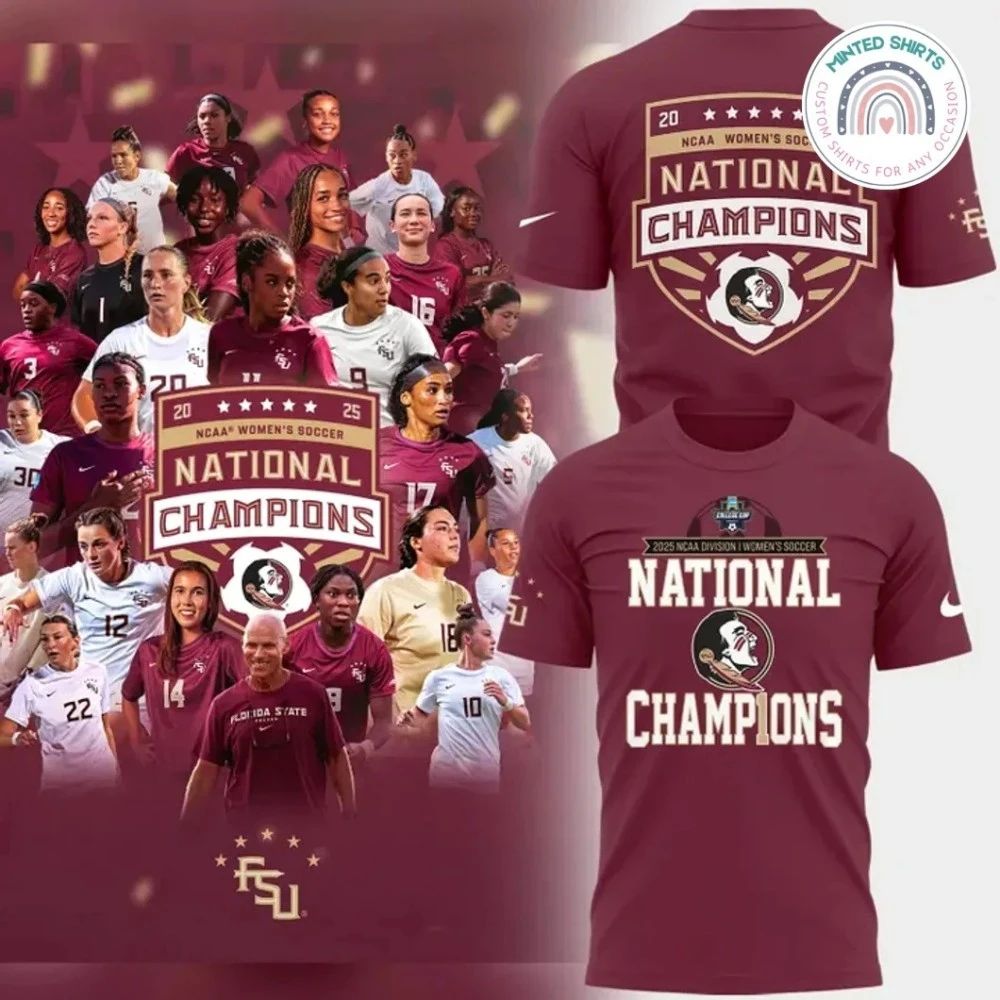 Florida State Seminoles 2025 NCAA Womens Soccer National Champions Locker Room Two Sided Shirt