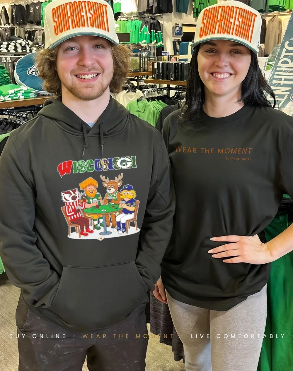 Wisconsin sports mascot playing poker shirt