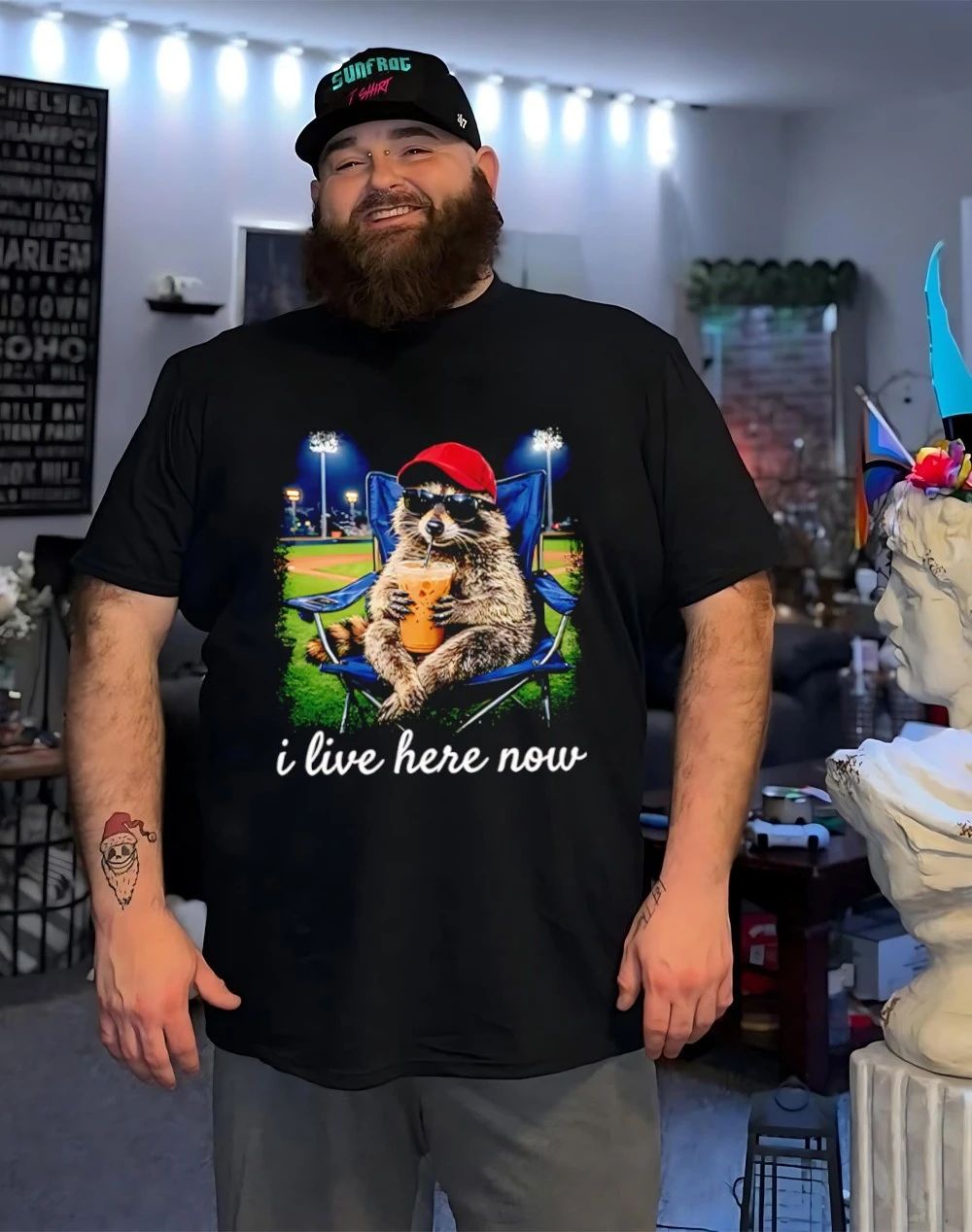 Raccoon I Live Here Now shirt