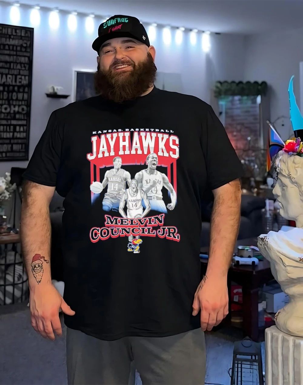 Melvin Council Jr Kansas Jayhawks 90s Graphic shirt