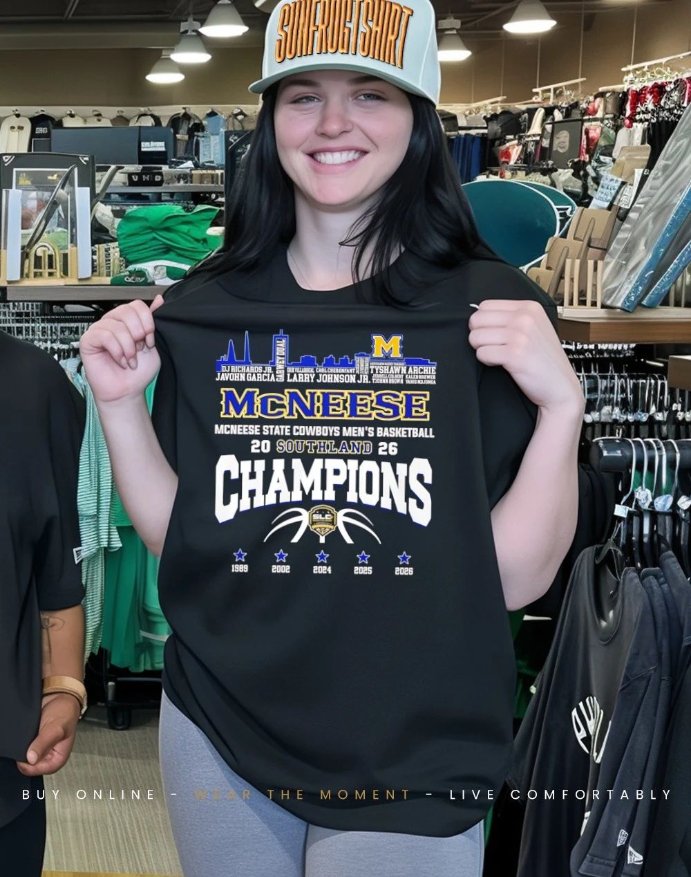 McNeese Cowboys Southland Champions 2026 pllayer name city skyline shirt