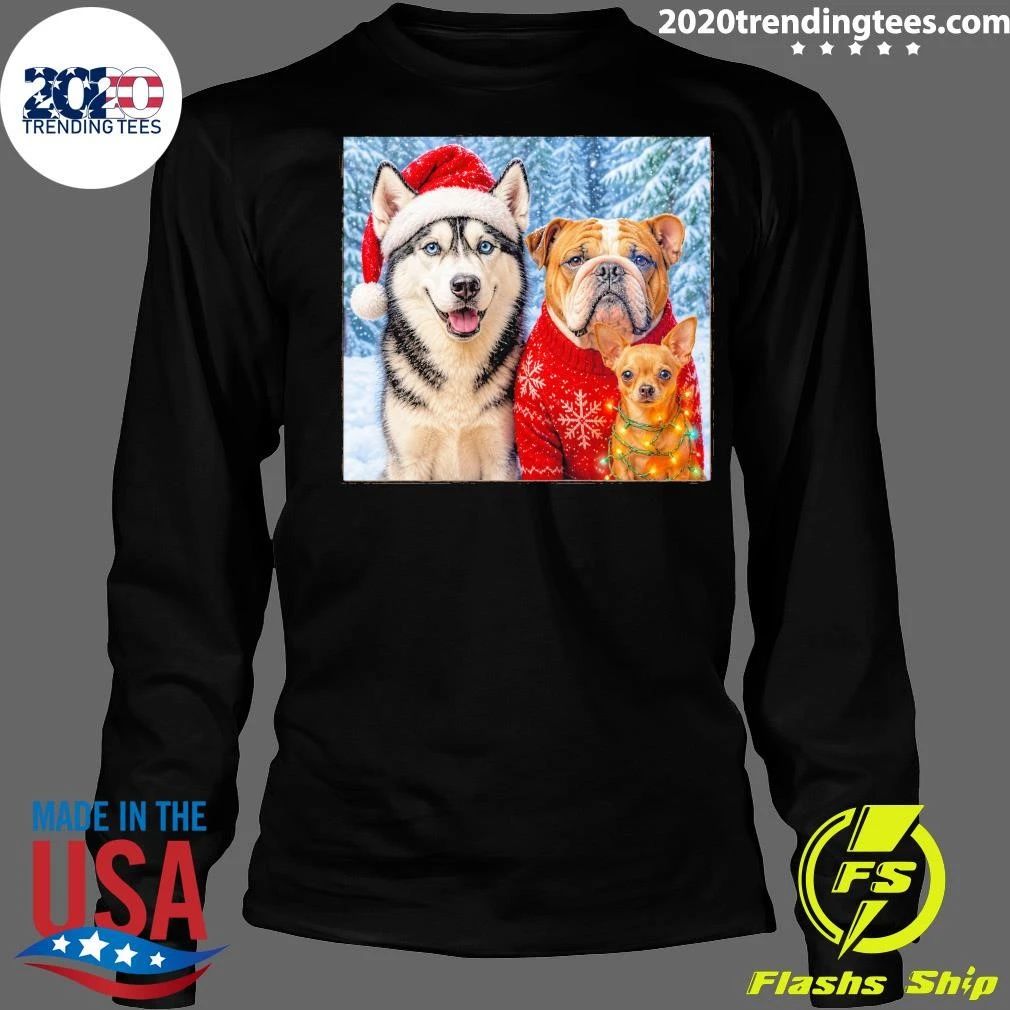 Husky, Bulldog and Chihuahua Dogs Christmas Sweater Shirt