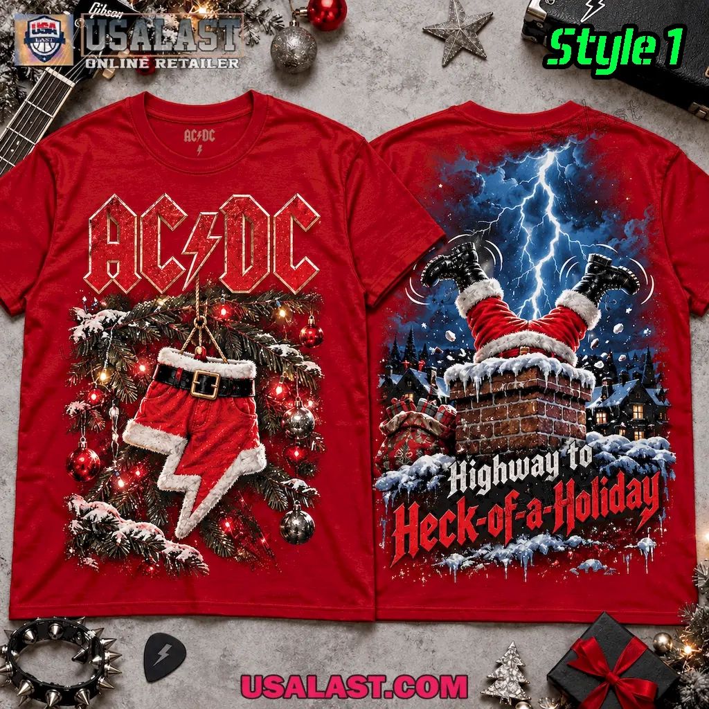 ACDC Highway to Heck Santa Stuck in Chimney 3D T-Shirt