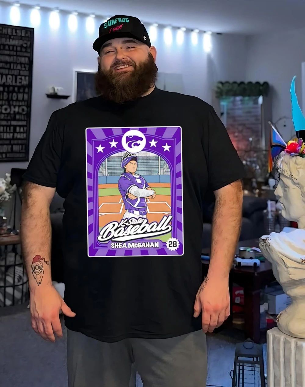 Shea McGahan 28 Kansas State Wildcats baseball card Inspired shirt