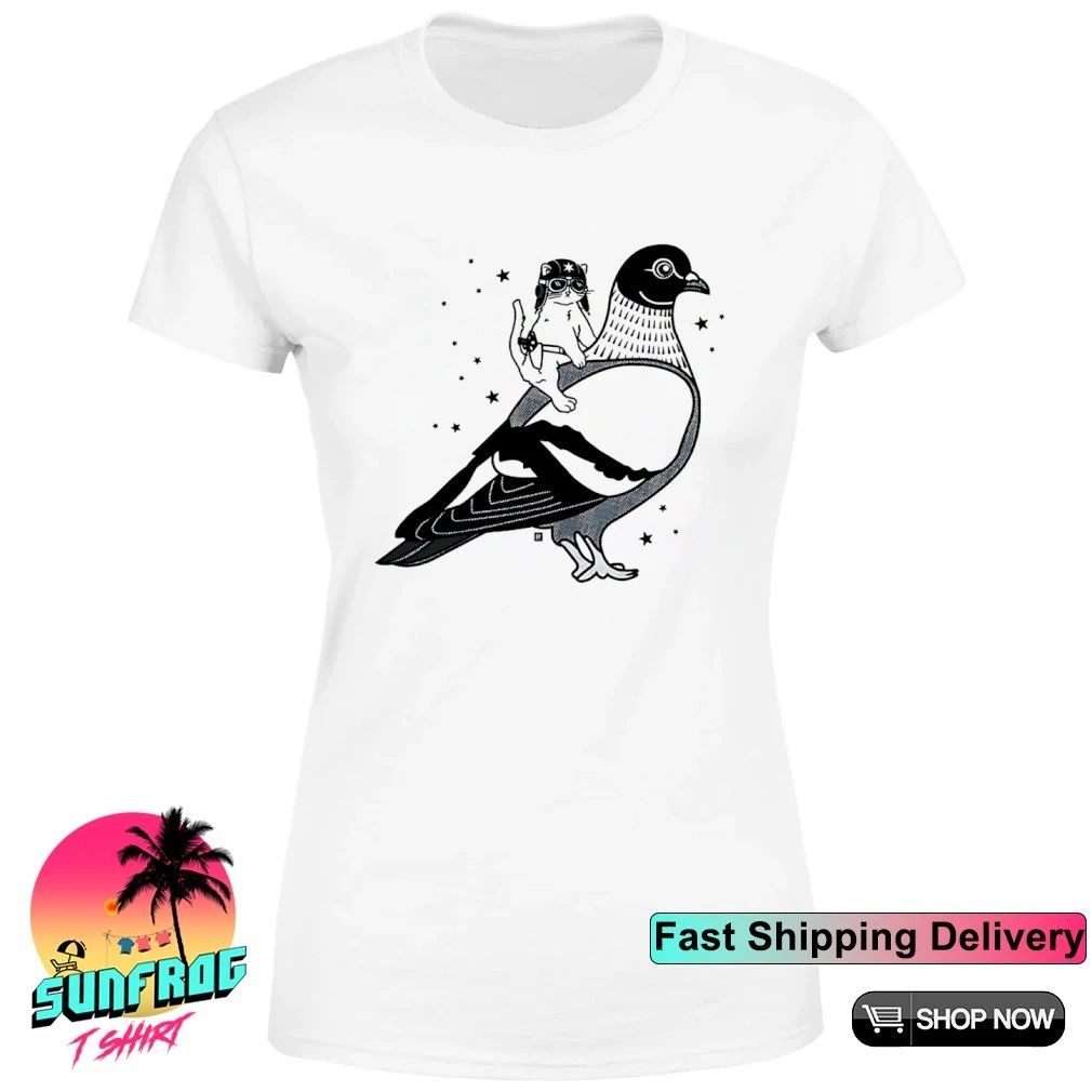 Gary the Cat riding a pigeon Dove shirt