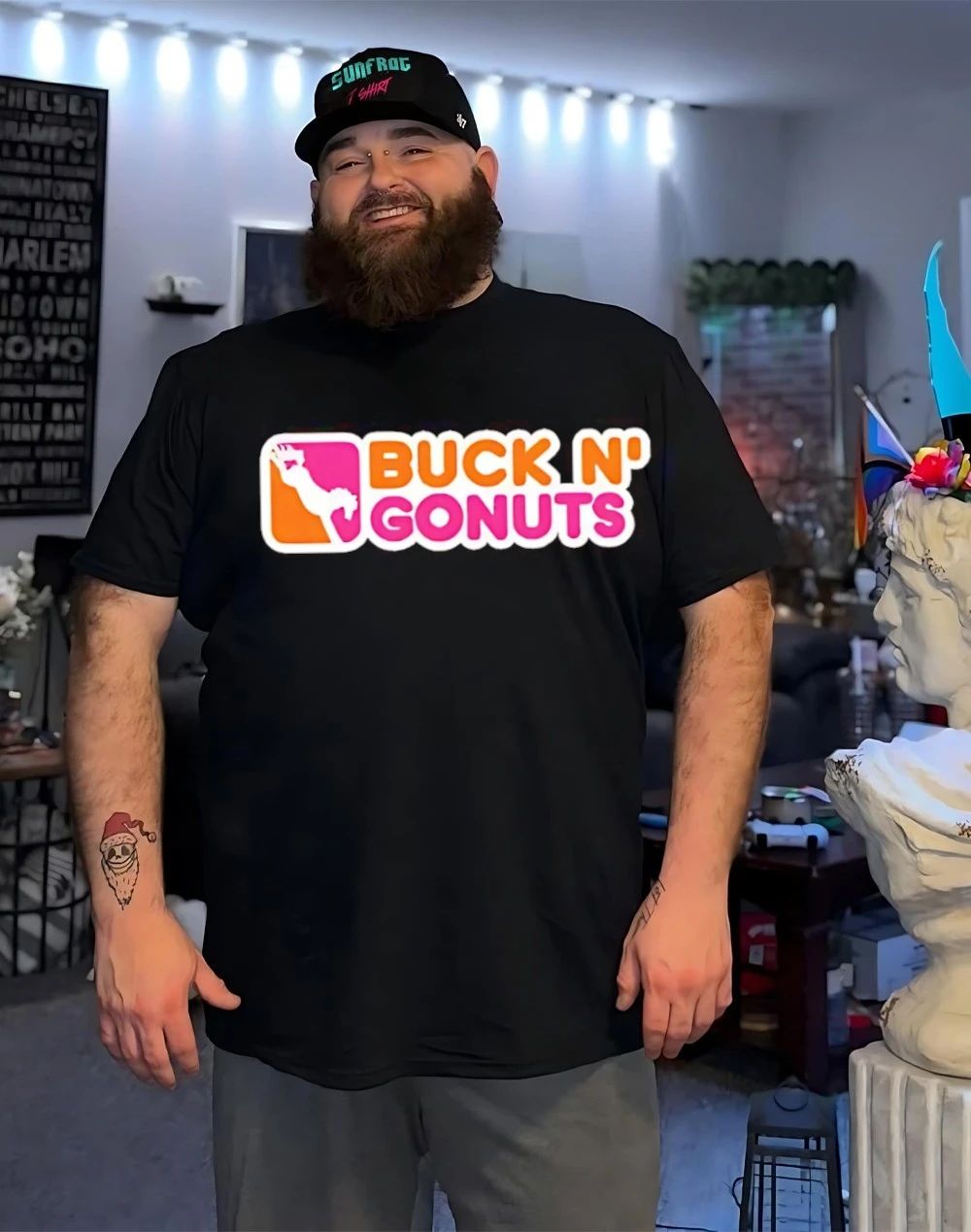 Buck n go nuts Dunkin’ Donuts parody shirt