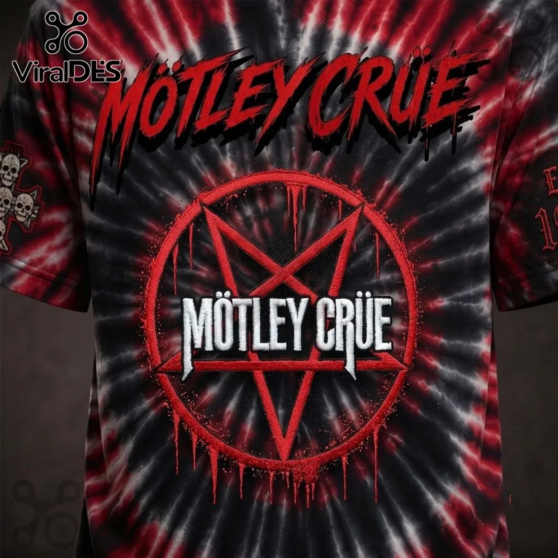 Motley Crue Tie Dye Pentagram T-Shirt 2026