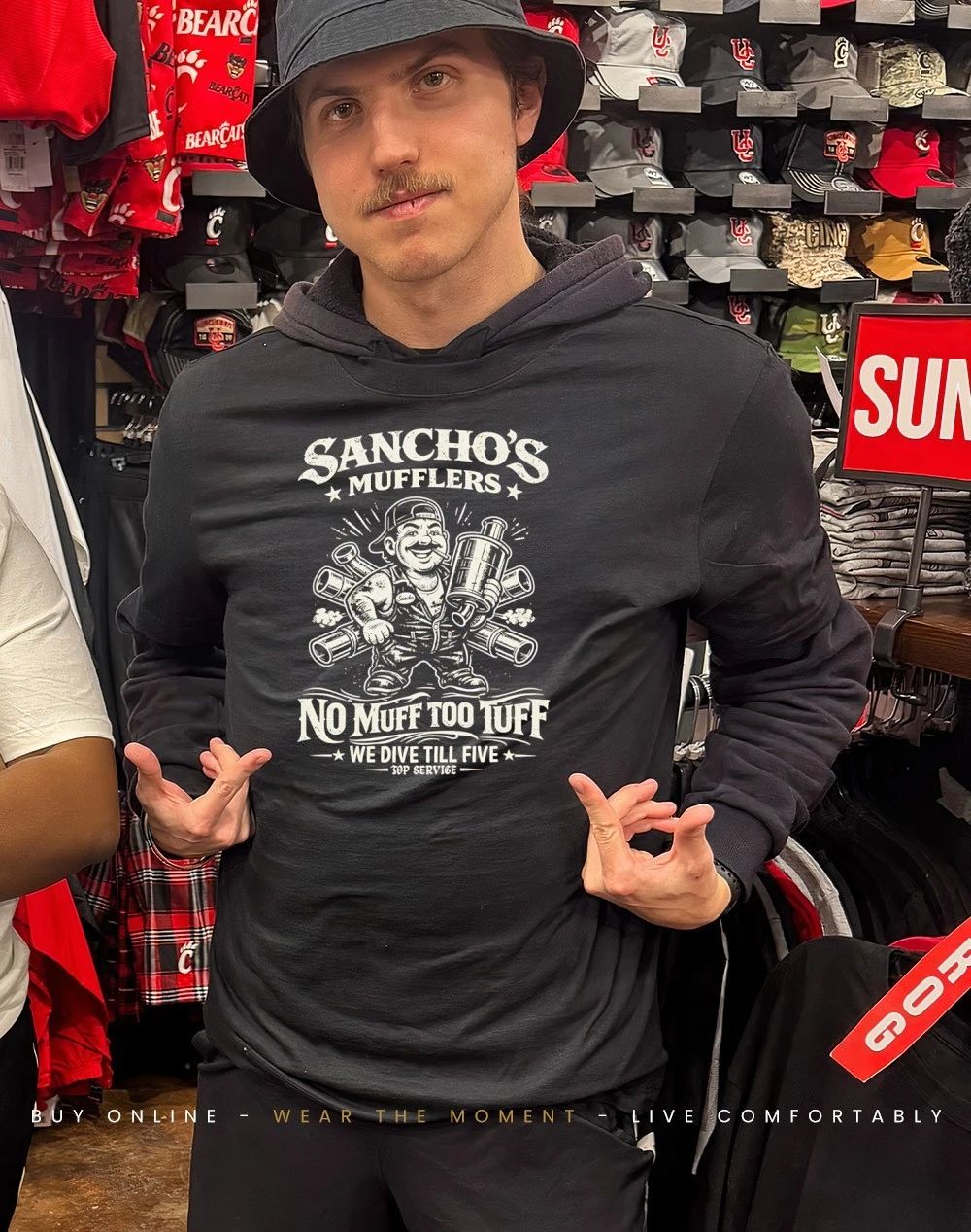 Sancho’s Muffler no muff too tuff Greaser shirt