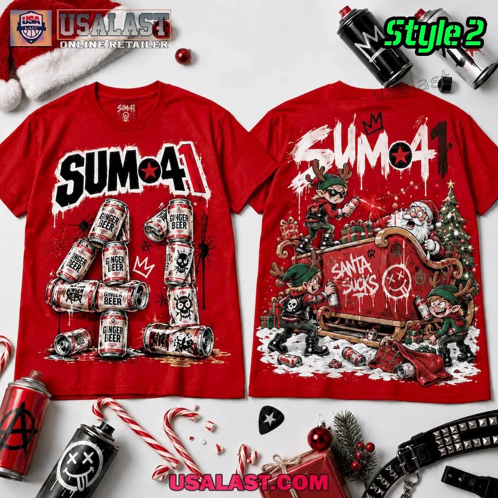 Sum 41 Santa Sucks Christmas Graffiti Chaos 3D Shirt
