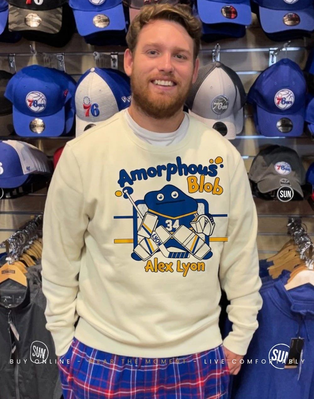 Alex Lyon Amorphous Blob Buffalo Sabres front and back shirt