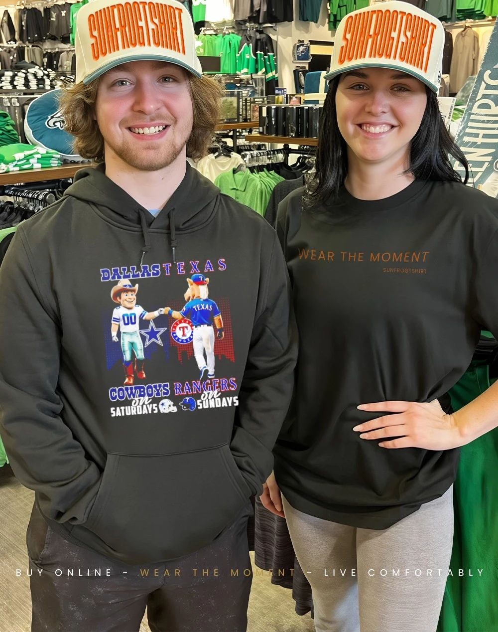 Dallas Cowboys on Saturdays vs Dallas Cowboys on Sundays mascot city skyline shirt