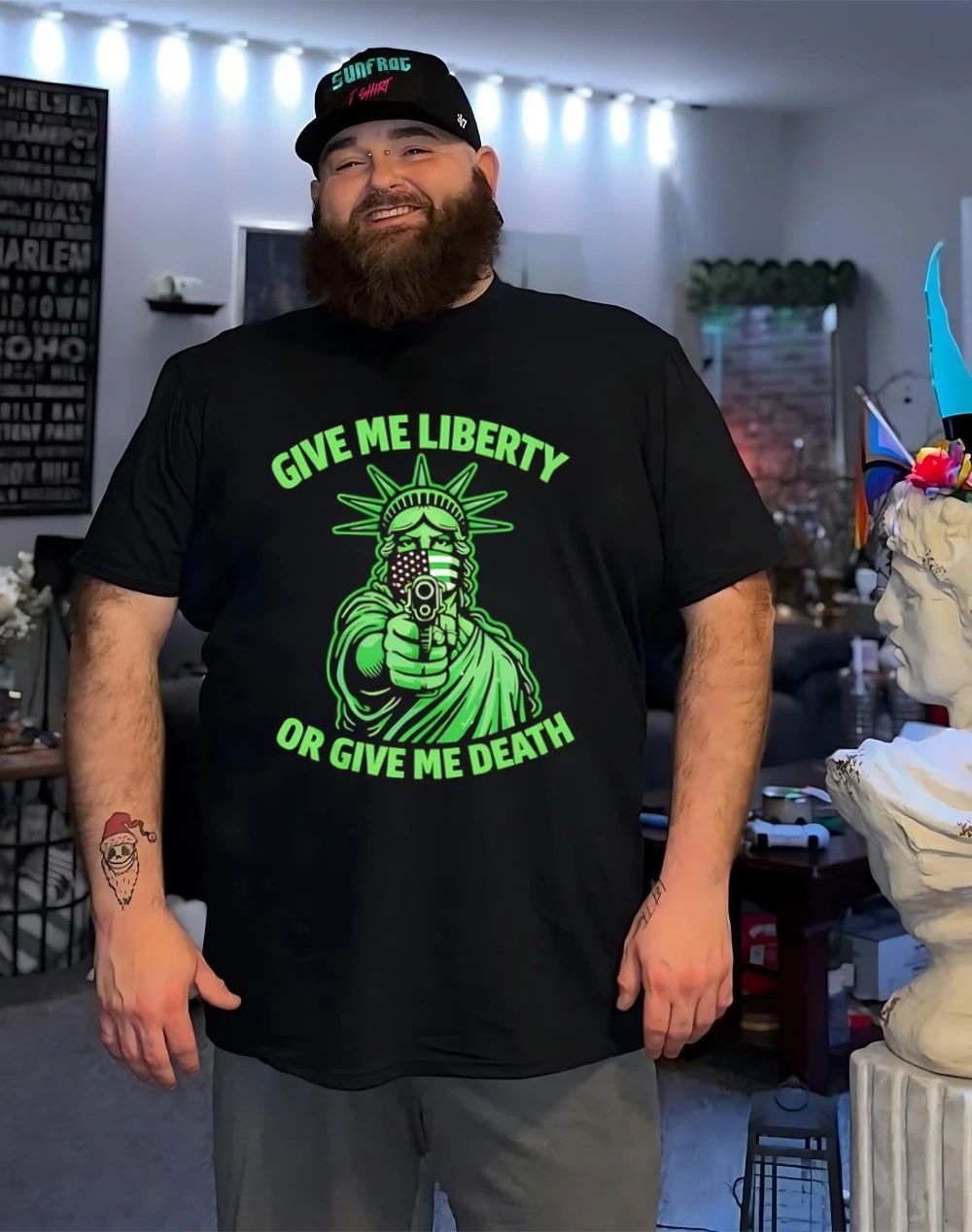 Give Me Liberty or Give Me Death Statue of Liberty Gun Graphic shirt