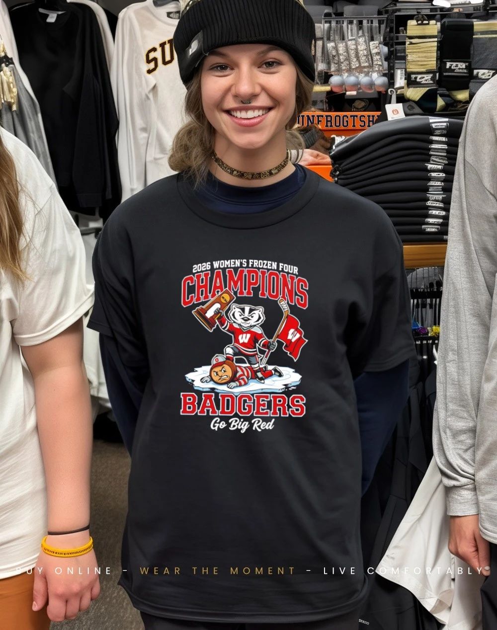 Wisconsin Badgers 2026 NCAA Women’s Ice Hockey Frozen Four National Champions Mascot Go Big Red shirt