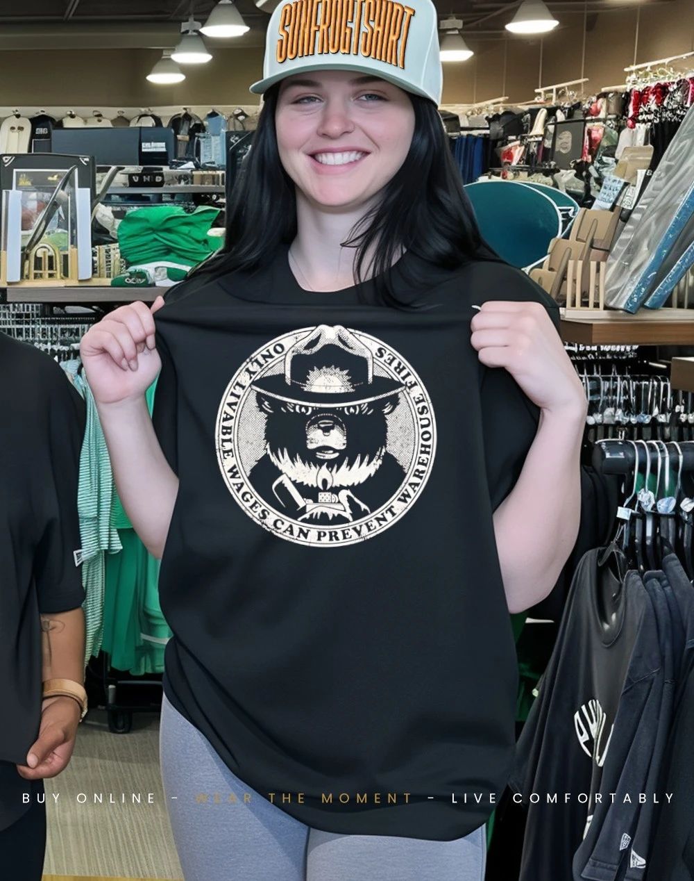 Smokey bear only livable wages can prevent warehouse fires shirt