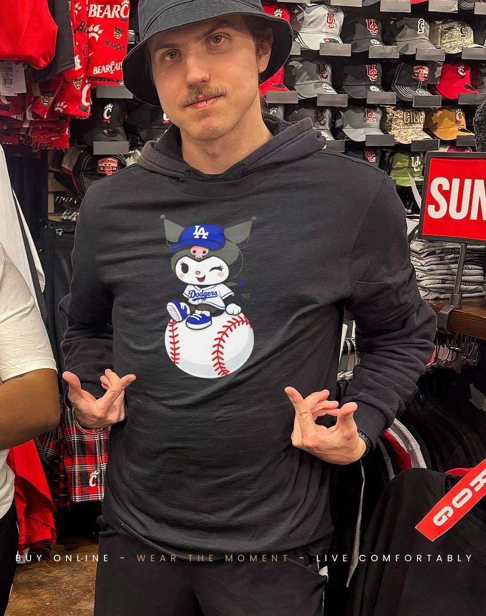 Kuromi in LA Dodgers Jersey Sitting on Baseball shirt