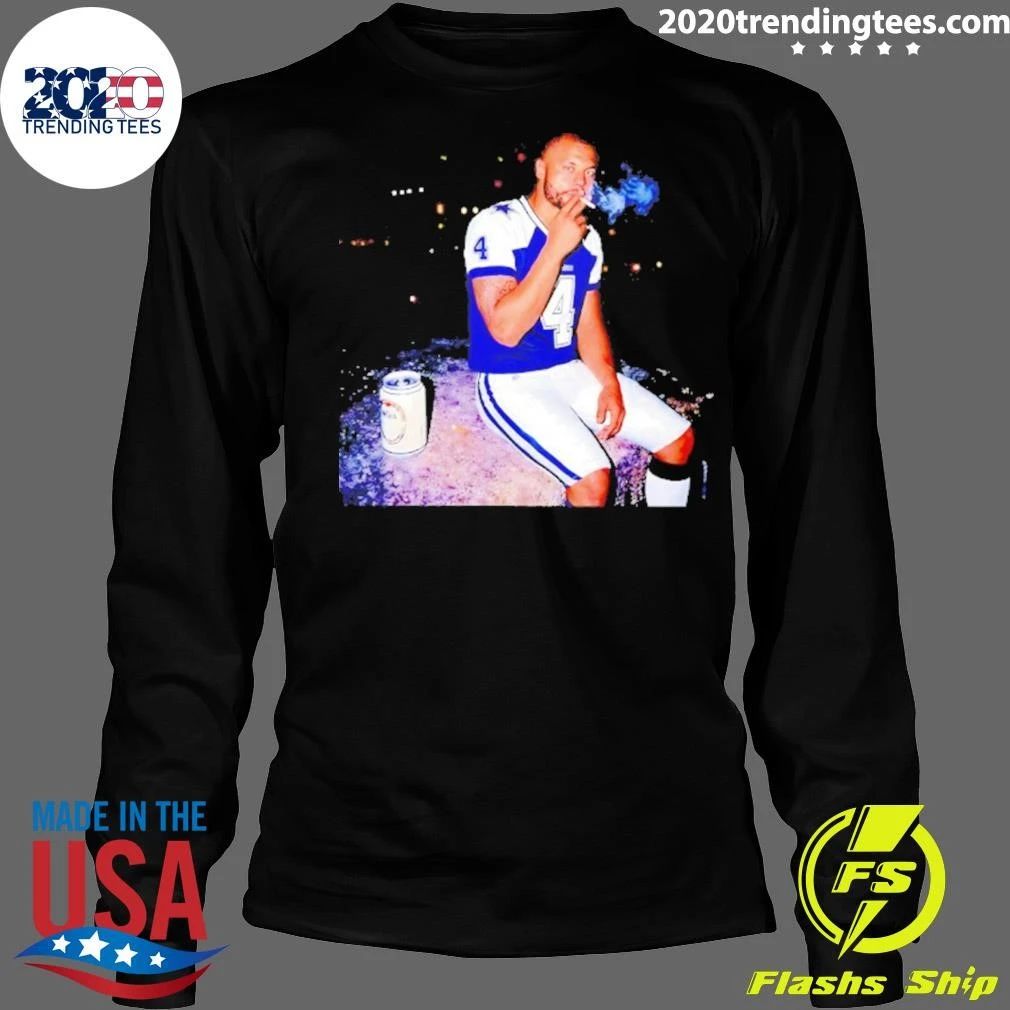 Funny Dak Prescott Dallas Cowboys Football Smoking And Beer T-Shirt
