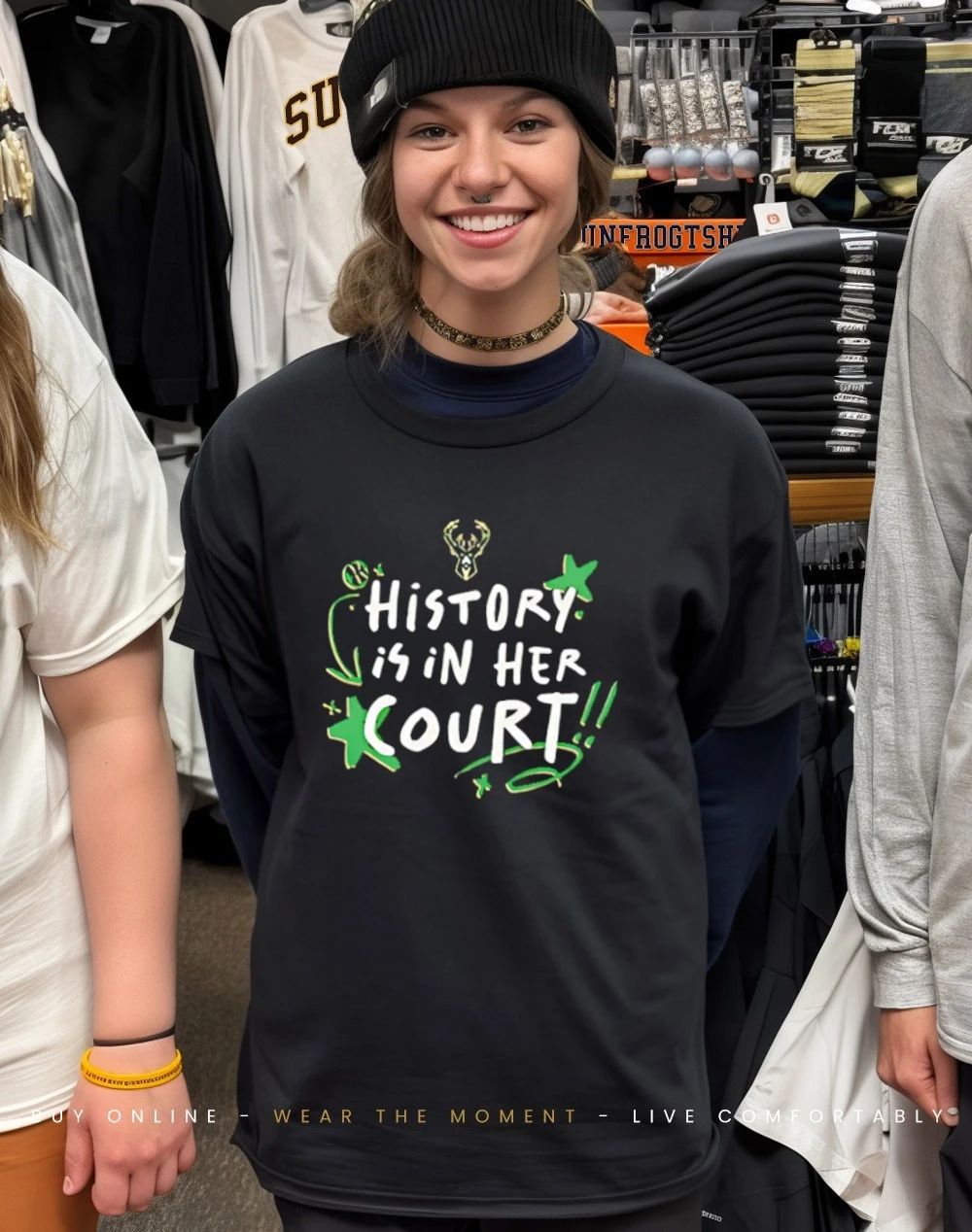 Milwaukee Bucks History is in her Court shirt