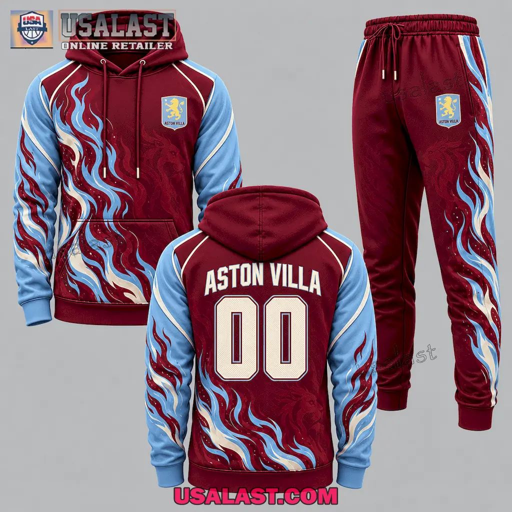 Aston Villa Personalized Tracksuit Hoodie And Jogger Pant Set