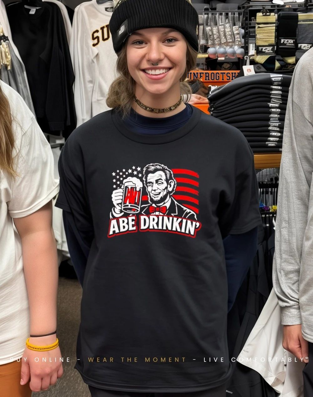 Abe Drinking Abraham Lincoln Patriotic Beer Graphic shirt