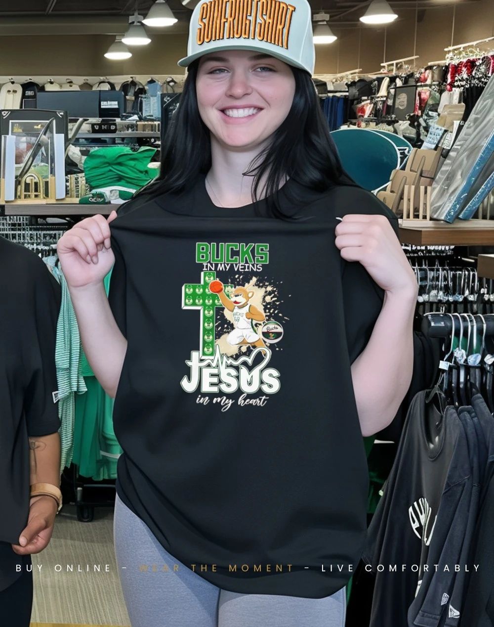 Bucks Basketball in my veins Jesus in my heart mascot shirt