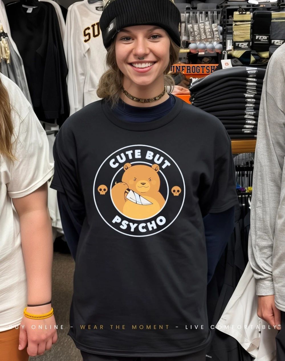 Cute But Psycho Bear Knife art shirt