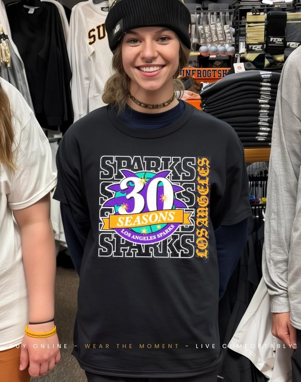 2026 Los Angeles Sparks 30 Seasons stacked graphic shirt