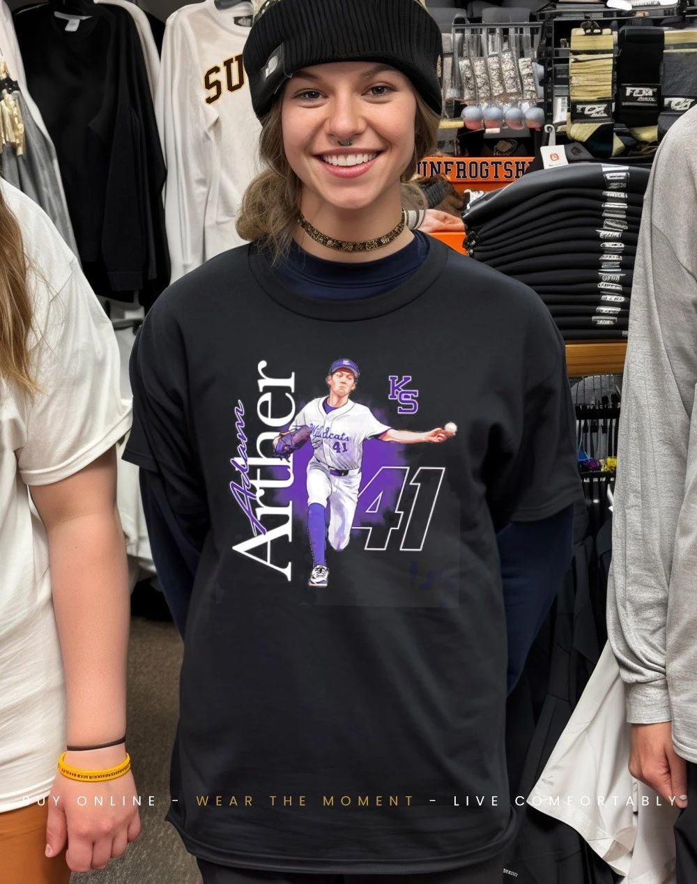 Adam Arther 41 Kansas State Wildcats player caricature shirt