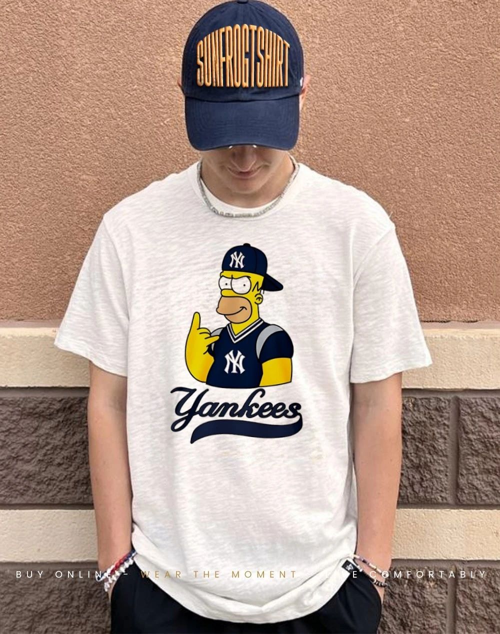 The Simpsons x New York Yankees player rock hand shirt