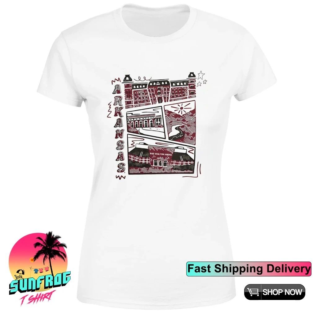 Arkansas Campus Landmarks comic paint shirt
