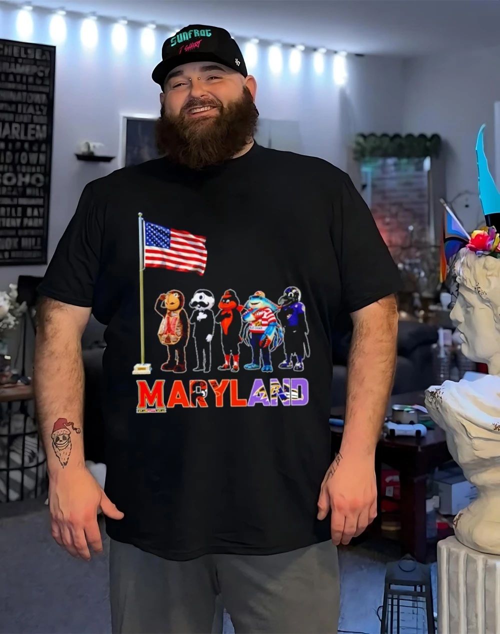 Maryland sports mascot salute the flag shirt