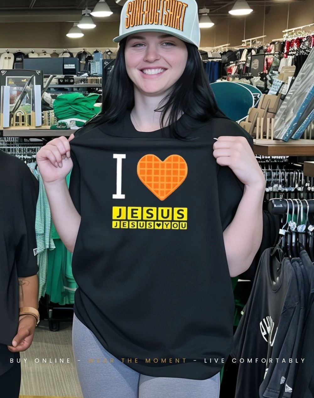 I Love Jesus Waffle Heart shirt