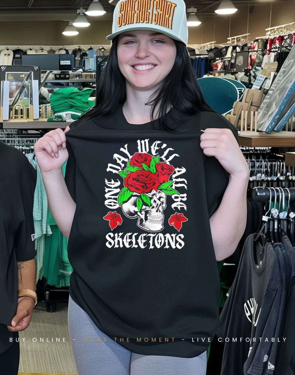 One day we’ll all be skeletons skull rose vase shirt