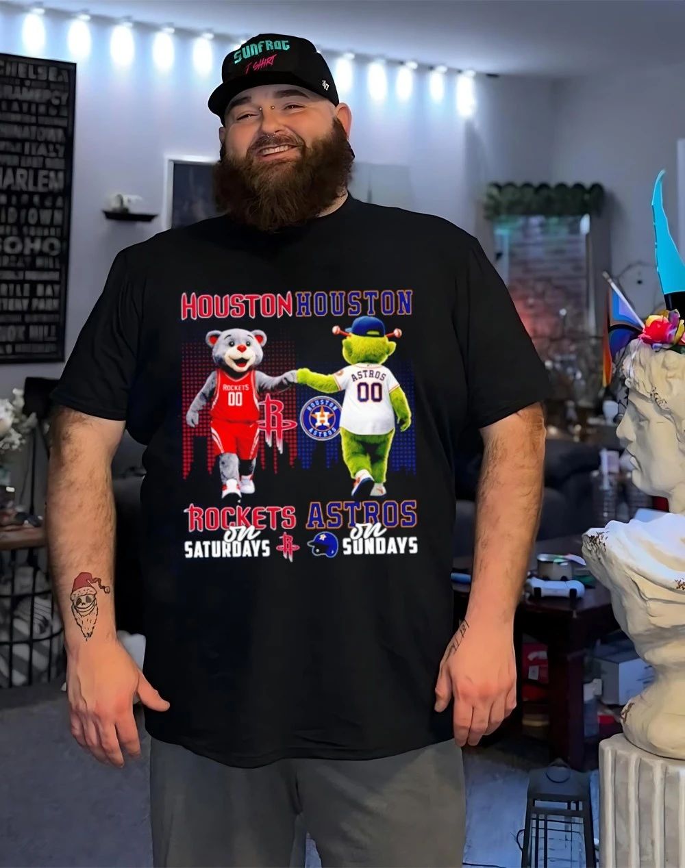 Houston Rockets on saturdays vs Houston Astros on sundays city skyline shirt