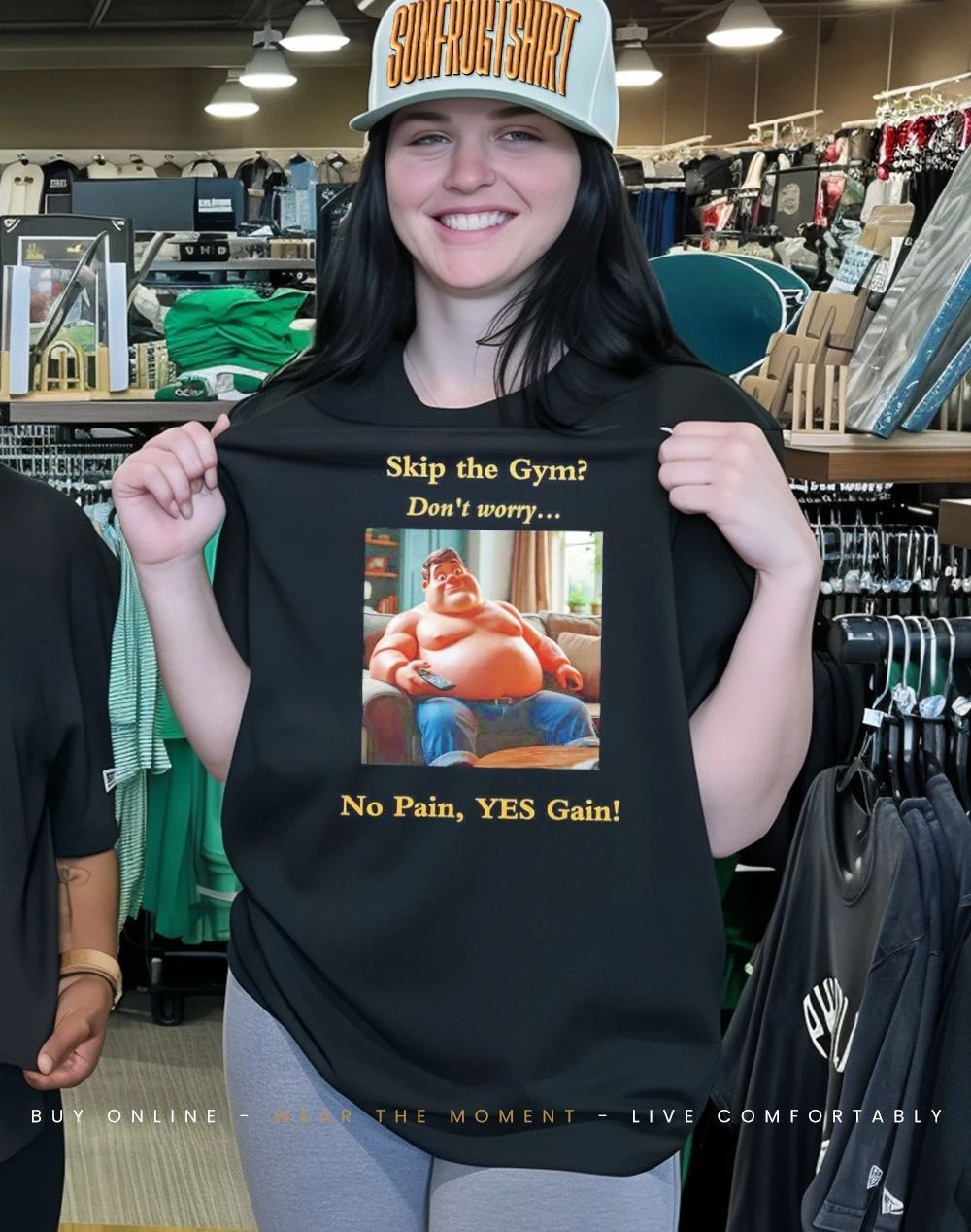 Coach potato skip the gym don’t worry no pain yes gain shirt