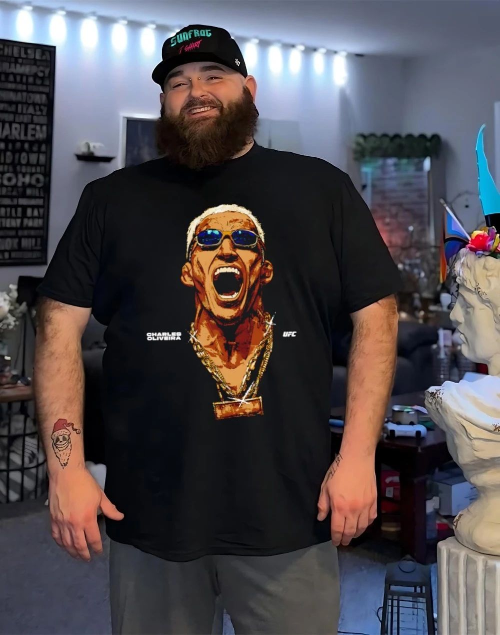 Charles Oliveira UFC Portrait Sunglasses graphic shirt