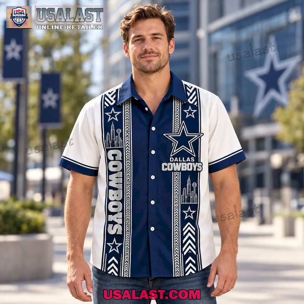 Dallas Cowboys Skyline Vintage Premium Hawaiian Shirt