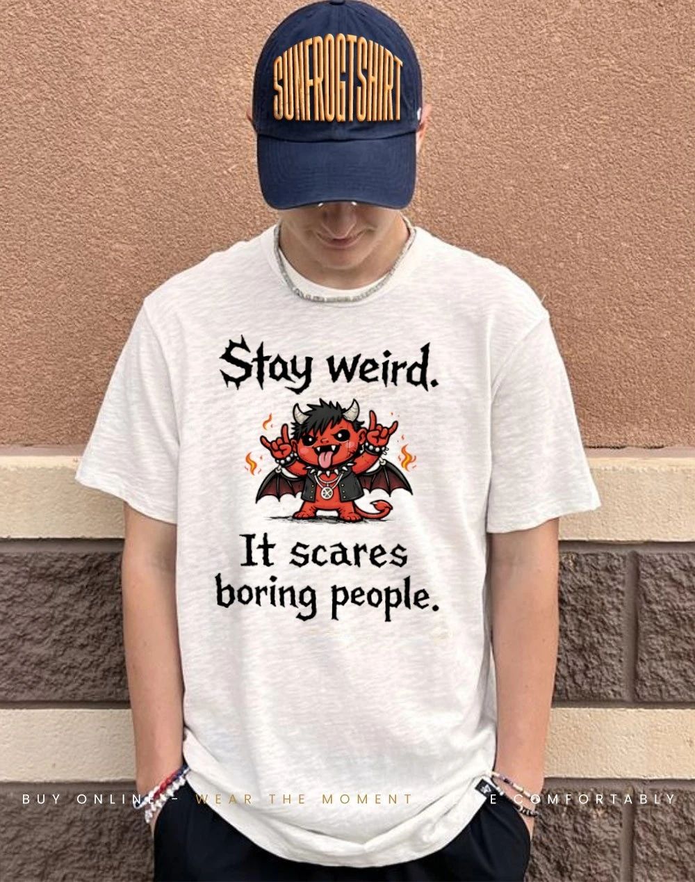 Devil rock on stay weird it scares boring people shirt