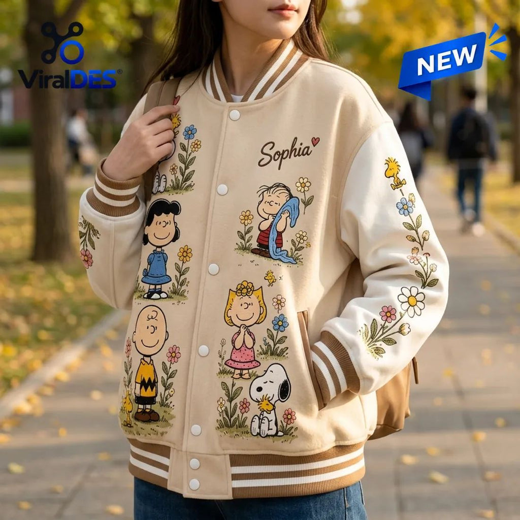 Peanuts Gang Custom Name Varsity Jacket