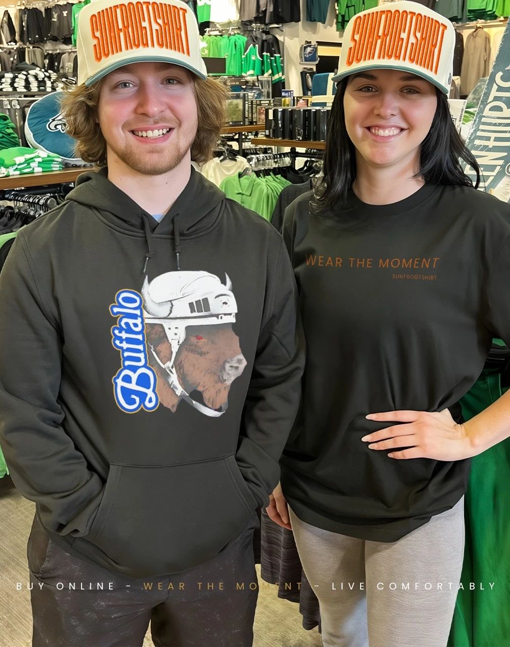 Buffalo Hockey mascot big head shirt